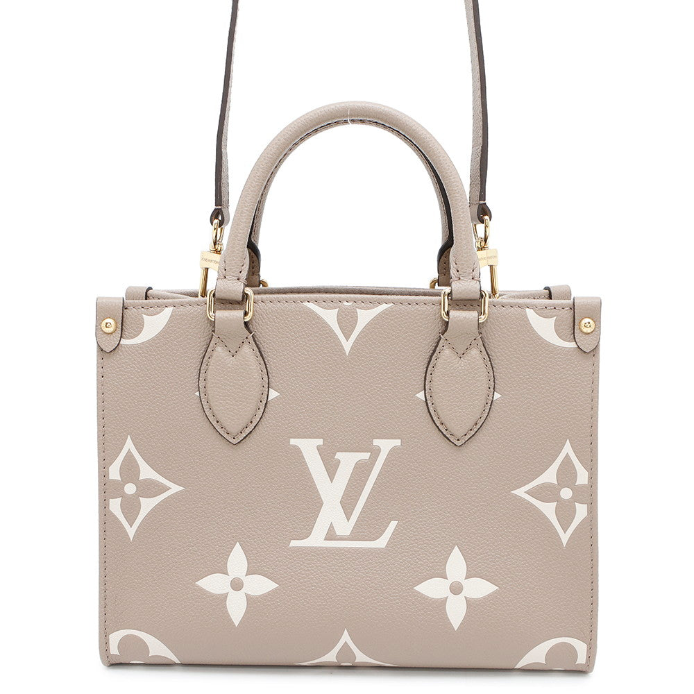 LOUIS VUITTON Onthego Tourterelle claimM45779 Bicolor Monogram Empreinte Leather Monogram Giant Size PM