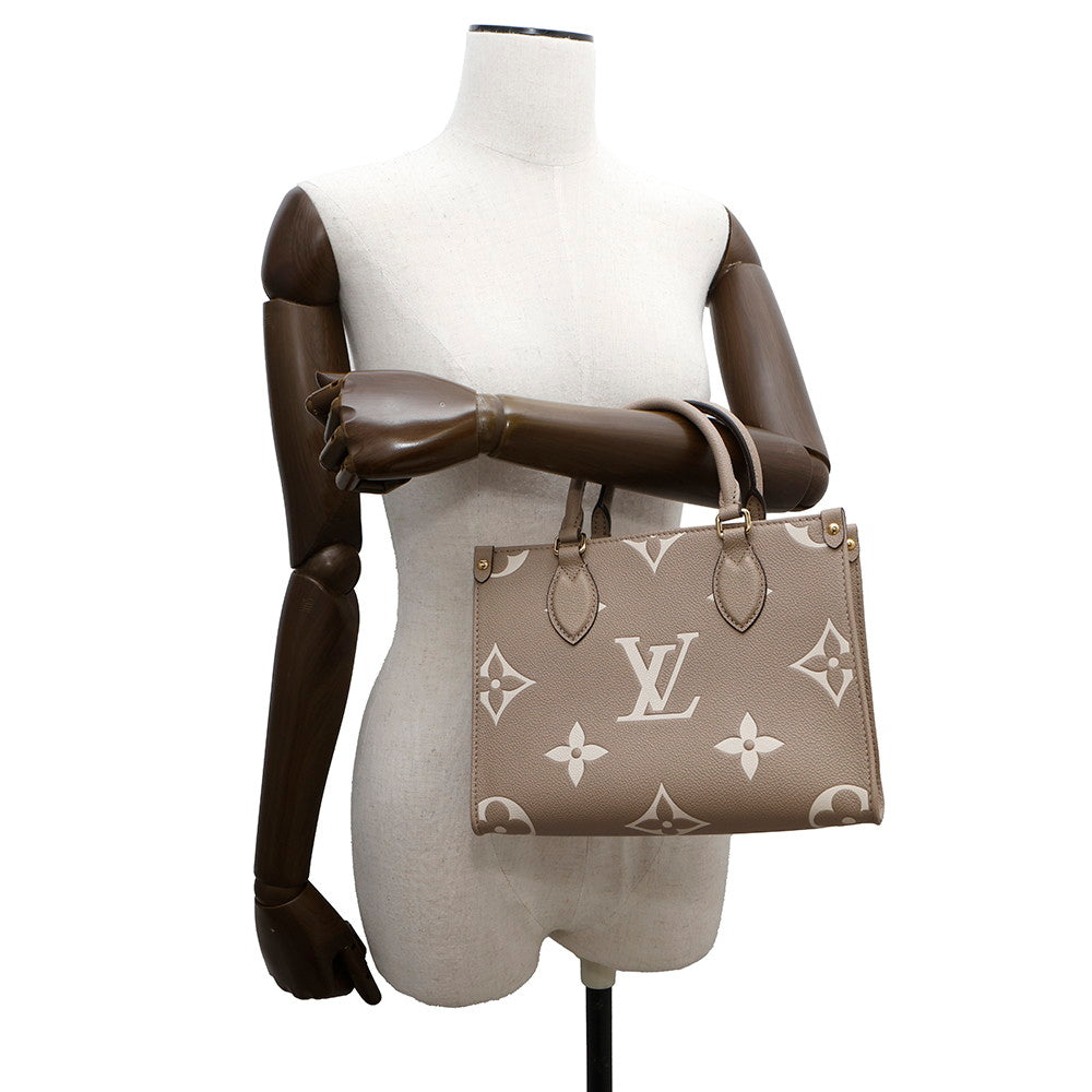 LOUIS VUITTON Onthego Tourterelle claimM45779 Bicolor Monogram Empreinte Leather Monogram Giant Size PM