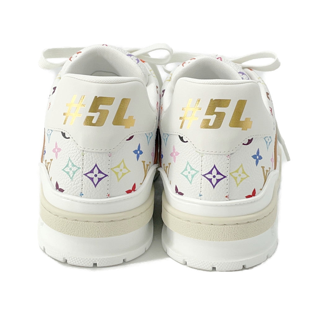 LOUIS VUITTON LV × TM LV Trainer Sneakers Blanc1AHEKF Grained Calf Leather Size 7 1/2