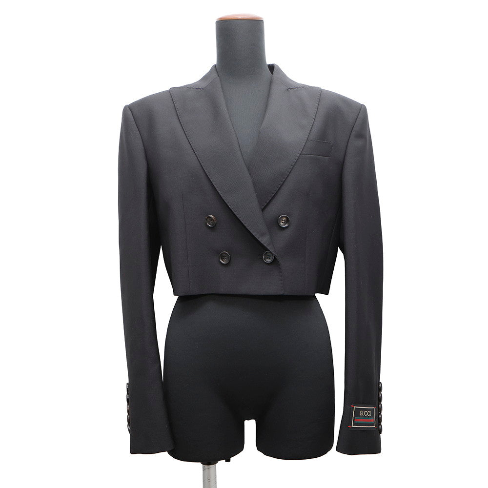 GUCCI Tailored Jacket Size 40 Black737459 Mohair 60% Wool 40%