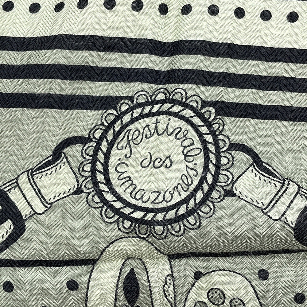 HERMES Carre Geant Festival Des Amazones Amazon Festival Bandana Size 140 Argile/Soji/Black Cashmere70% Silk30%
