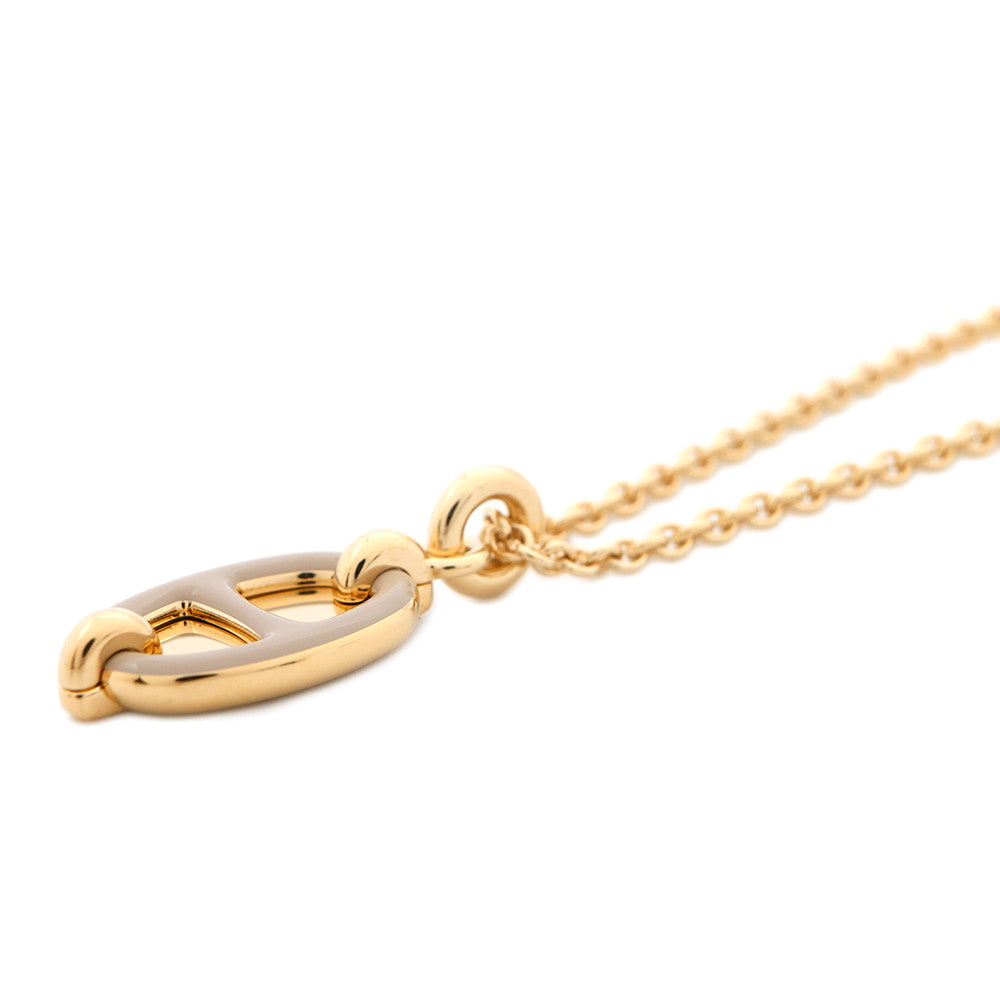 HERMES Mini Maillon Necklace Size PM Marong rasse Metal Lacquer