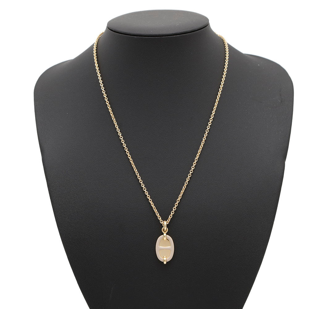 HERMES Mini Maillon Necklace Size PM Marong rasse Metal Lacquer