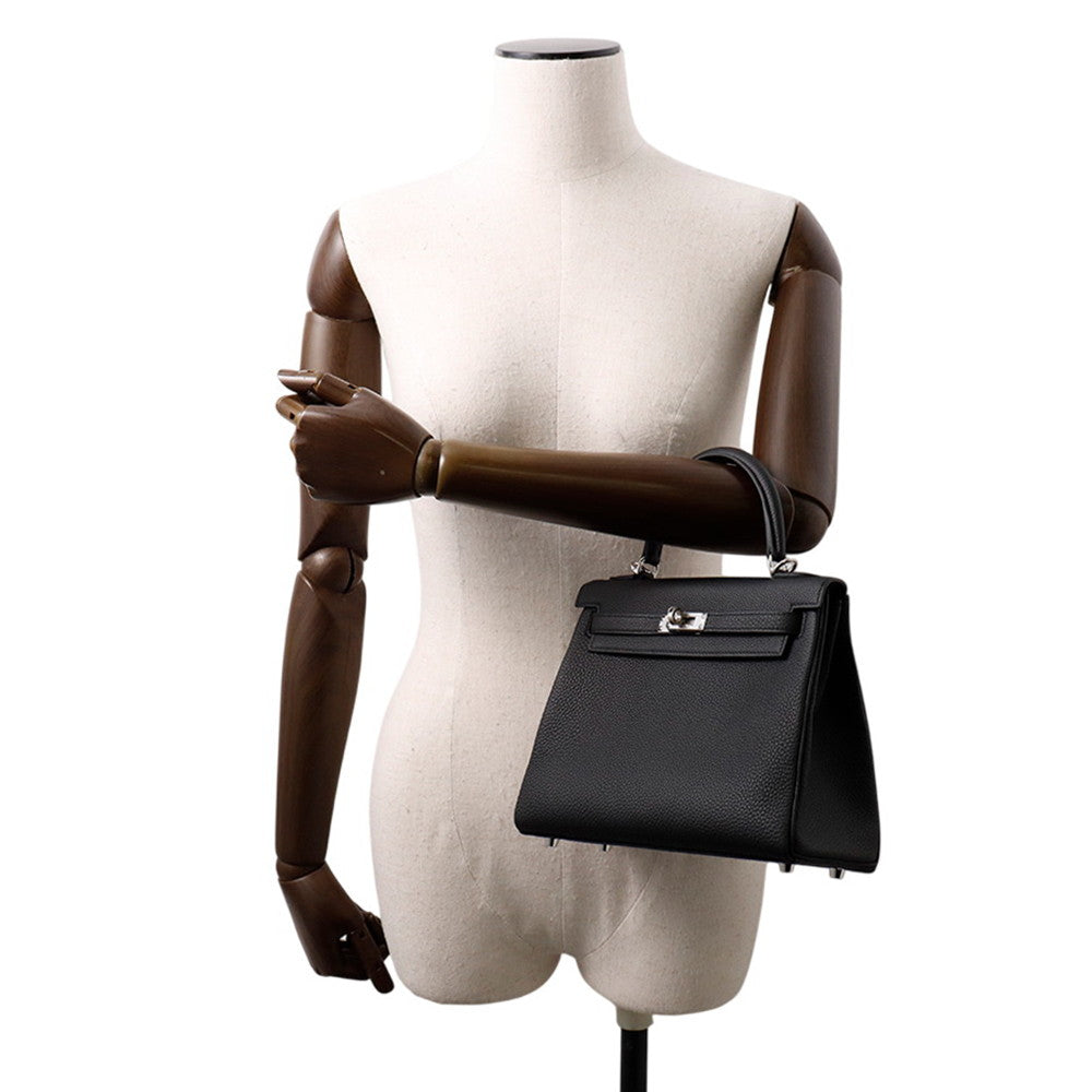 HERMES Kelly Retourne Black Togo Leather Size 25