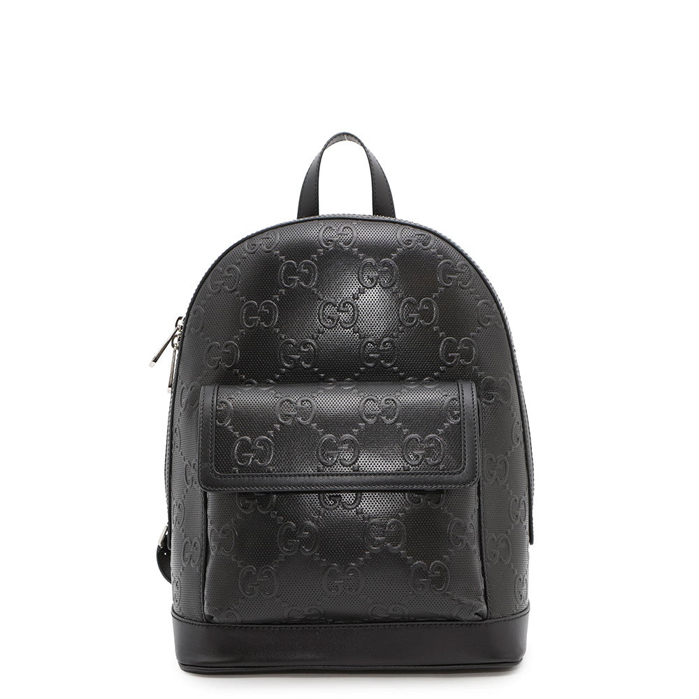 GUCCI GG Embossed Backpack Black658579 Leather
