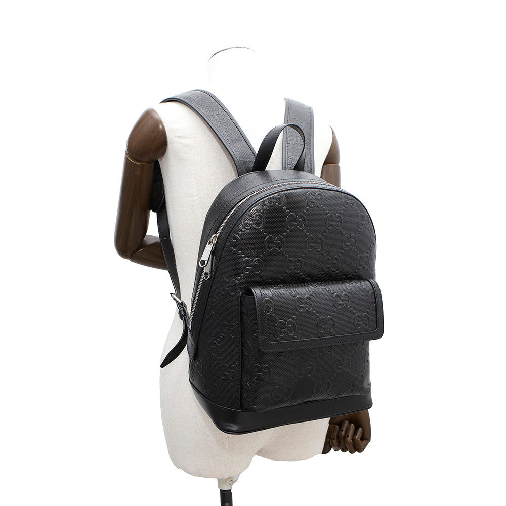 GUCCI GG Embossed Backpack Black658579 Leather