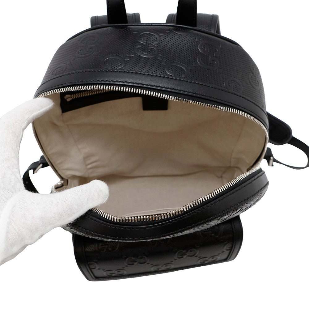 GUCCI GG Embossed Backpack Black658579 Leather
