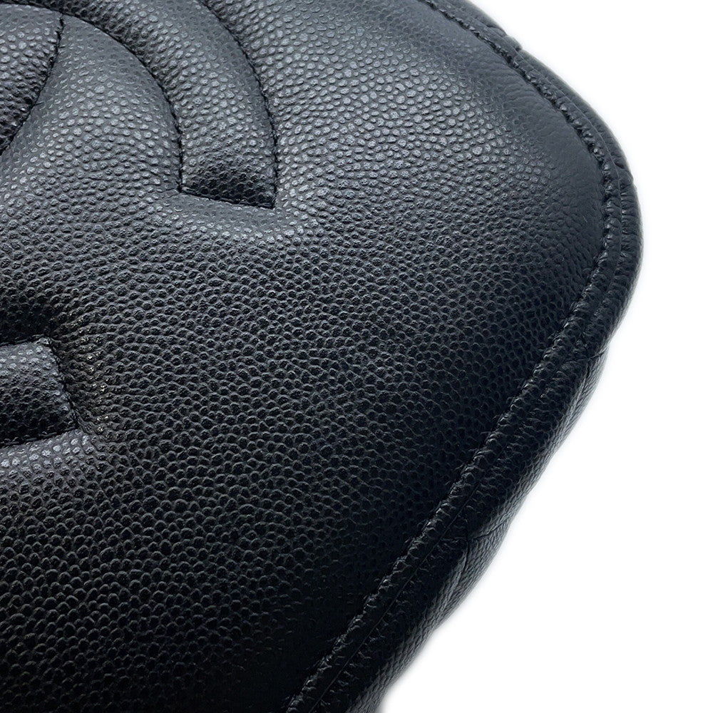 CHANEL Top Handle Matelasse CC Logo Vanity Bag BlackAP2573 Caviar Leather