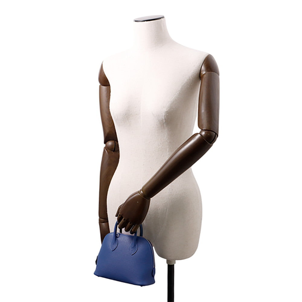 HERMES Bolide 1923 Blue Tie Chevre Myzore Goatskin Size Mini