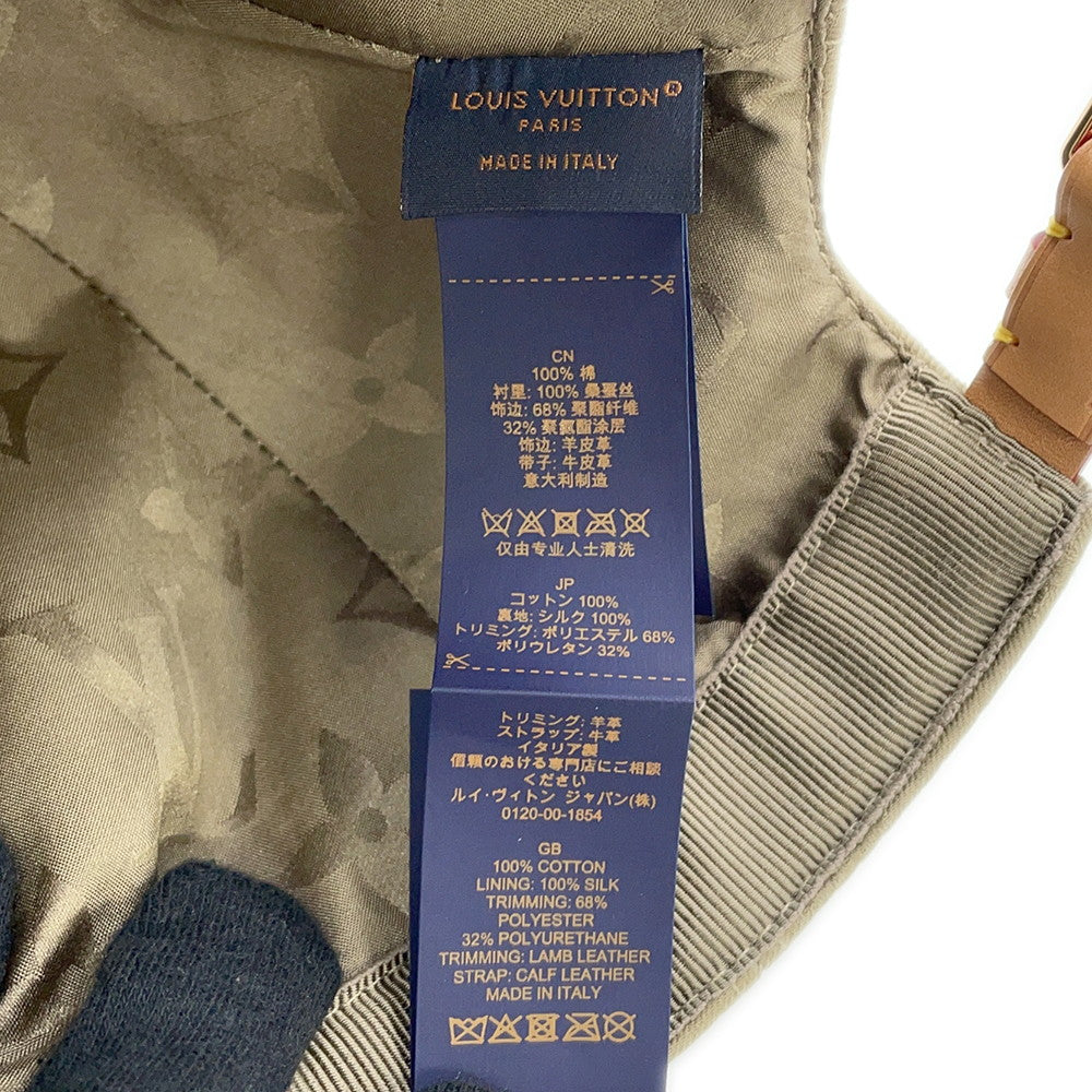 LOUIS VUITTON Cap LV First Size M KhakiM7127M Cotton100% Leather
