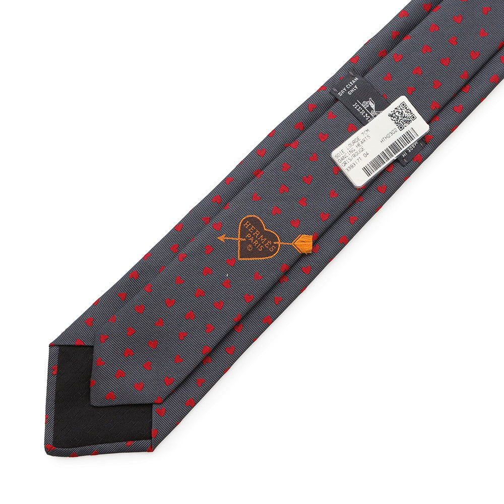 HERMES Dancing Heart Tie Grease/RougeH339317T Silk 100%