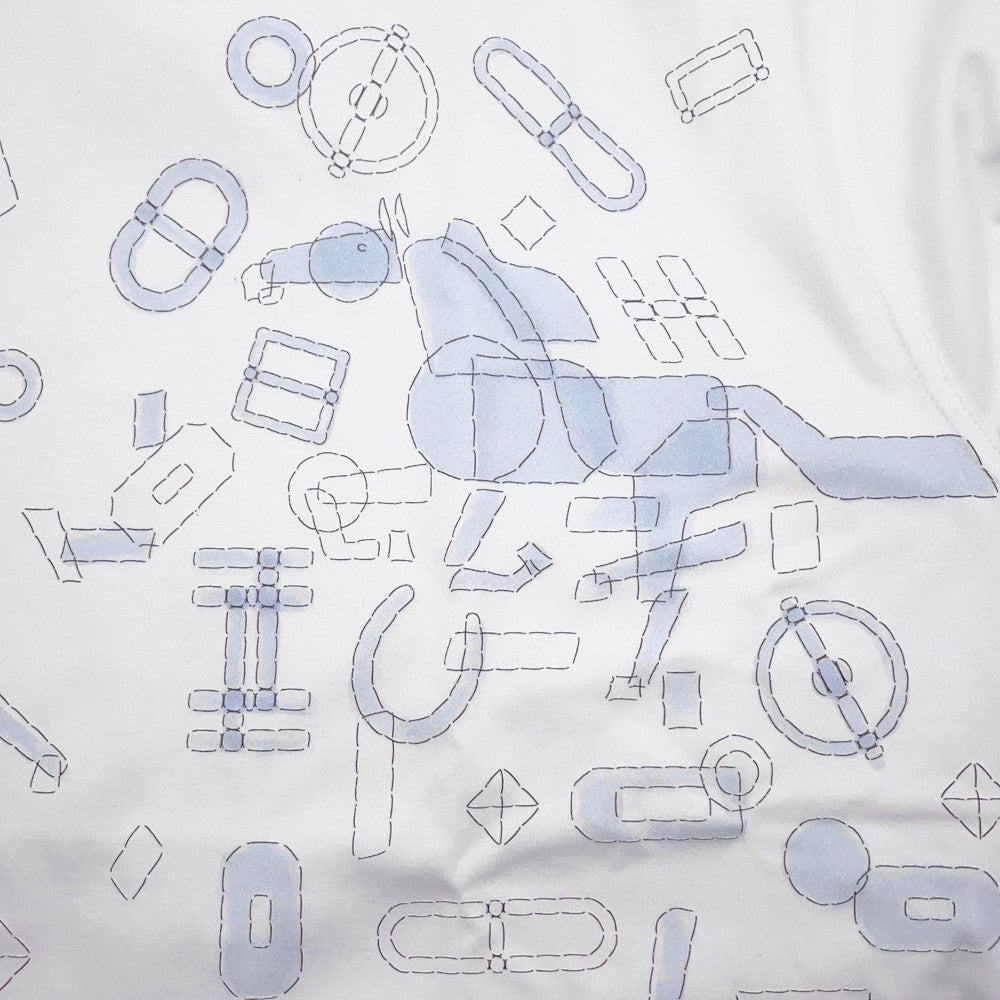 HERMES TShirt Fragments Equestres Size S White Cotton100%