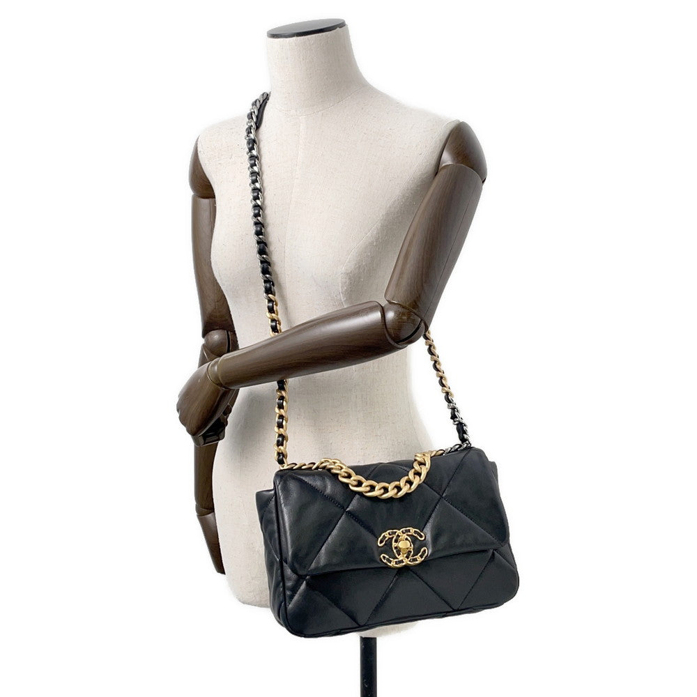 CHANEL CHANEL 19 Flap Bag BlackAS1160 Lambskin