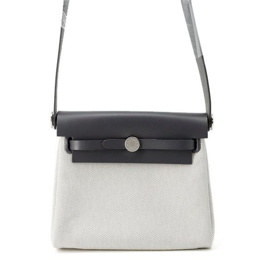 HERMES Herbag zip Ardoise/Ecru Toile H Vache Hunter Leather Size Mini
