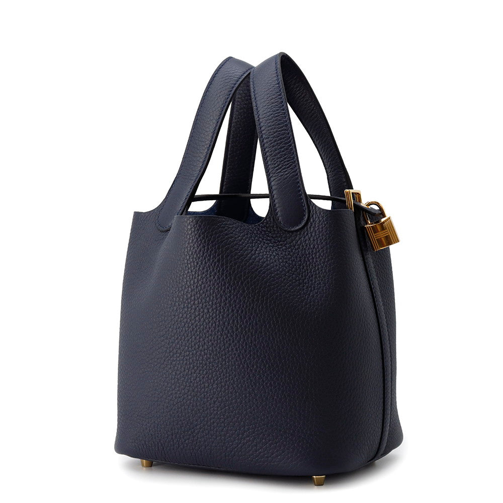 HERMES Picotin Lock Blue Nuit Taurillon Clemence Size PM