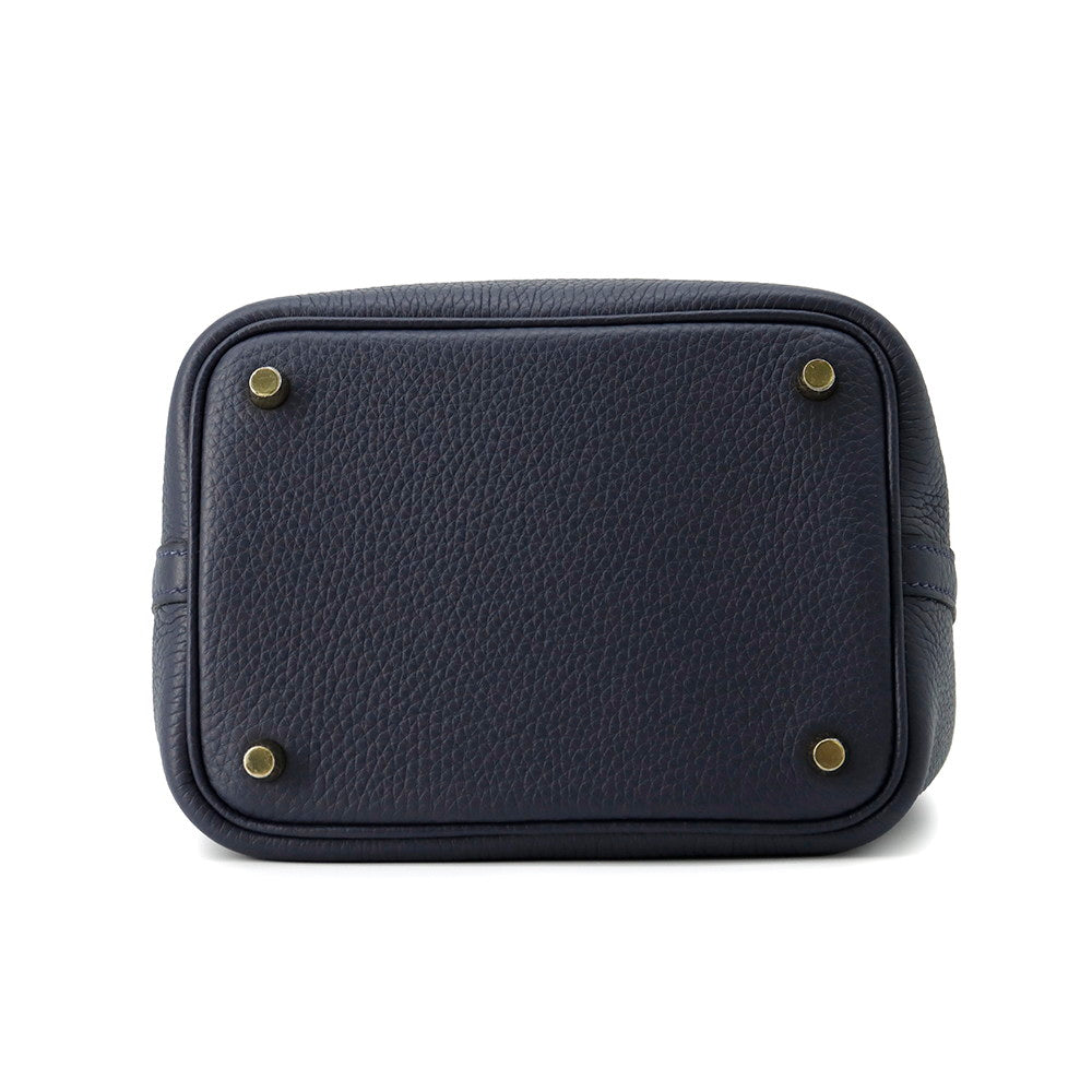 HERMES Picotin Lock Blue Nuit Taurillon Clemence Size PM