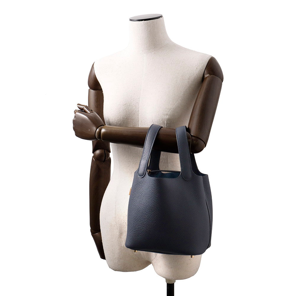 HERMES Picotin Lock Blue Nuit Taurillon Clemence Size PM
