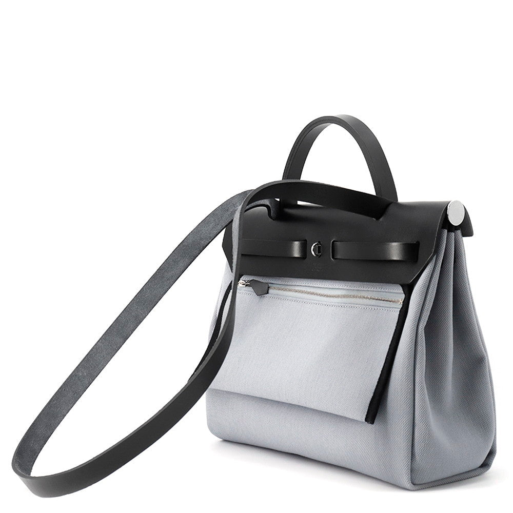 HERMES Herbag zip Black/Green Pantan Toile Officier Vache Hunter Leather Size PM