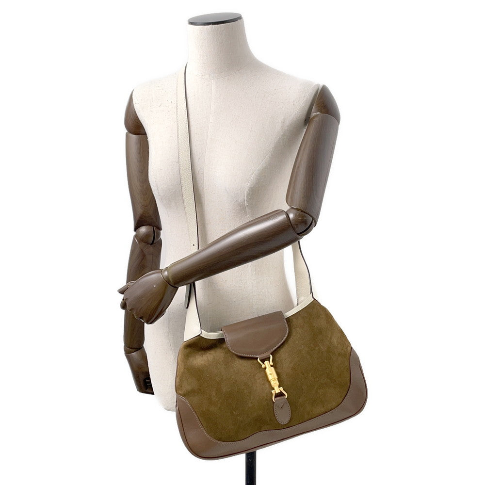 GUCCI Jackie Vintage Shoulder Bag Brown Suede leather