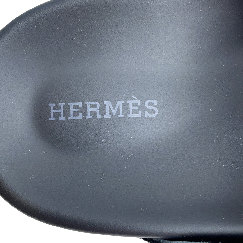 HERMES Sandals Key Black Veroa Size 37