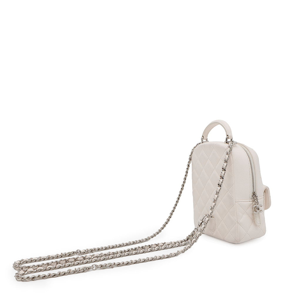 CHANEL Matelasse Backpack WhiteAP3753 Caviar Leather Size Mini