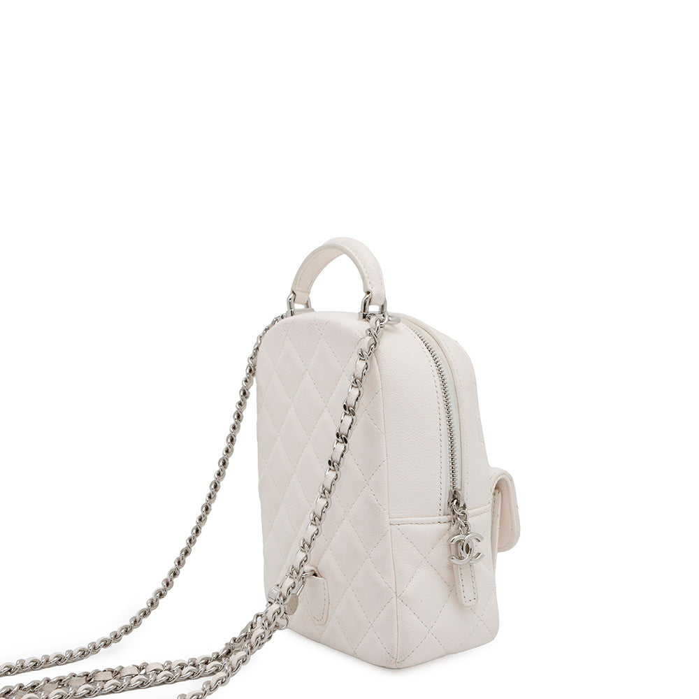 CHANEL Matelasse Backpack WhiteAP3753 Caviar Leather Size Mini