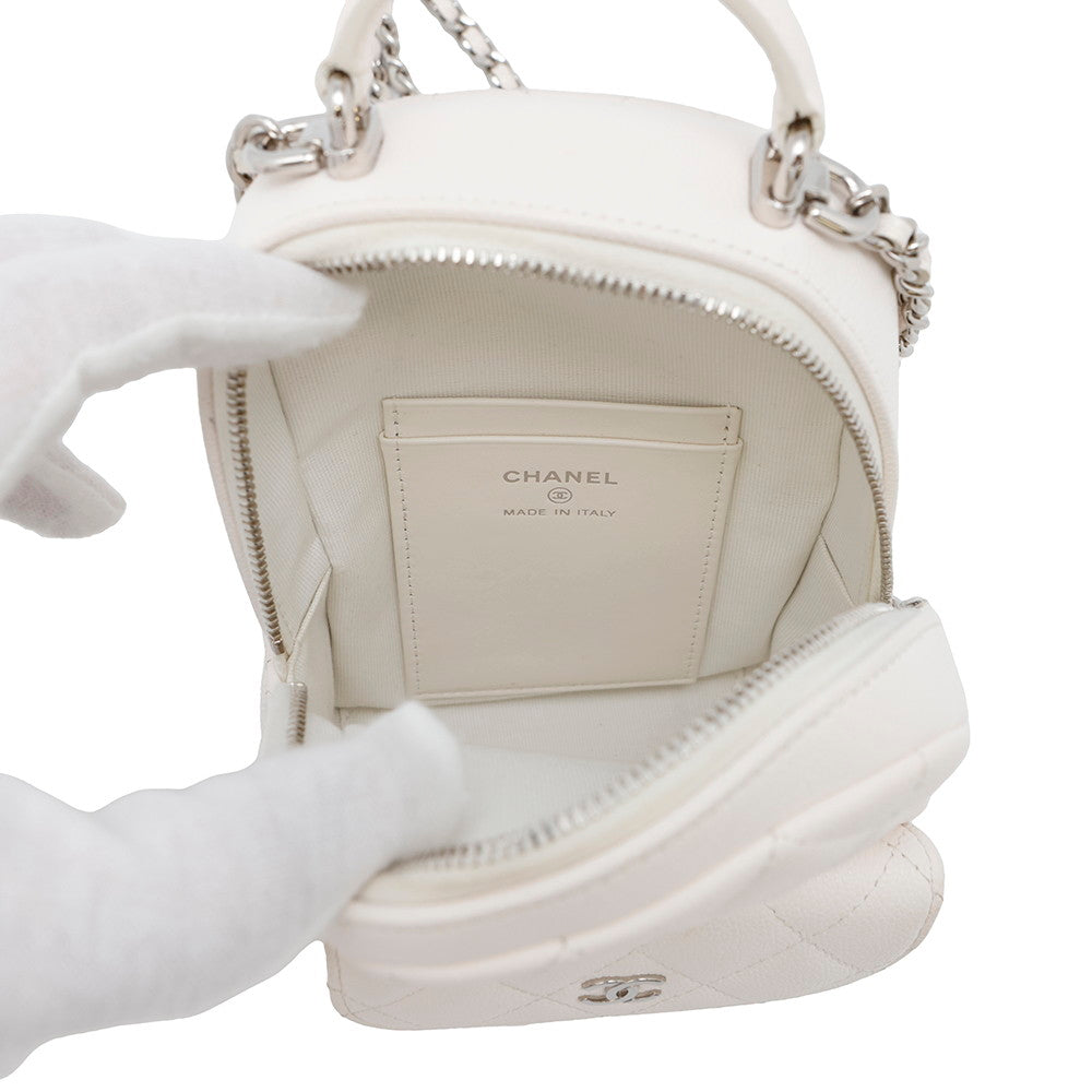 CHANEL Matelasse Backpack WhiteAP3753 Caviar Leather Size Mini