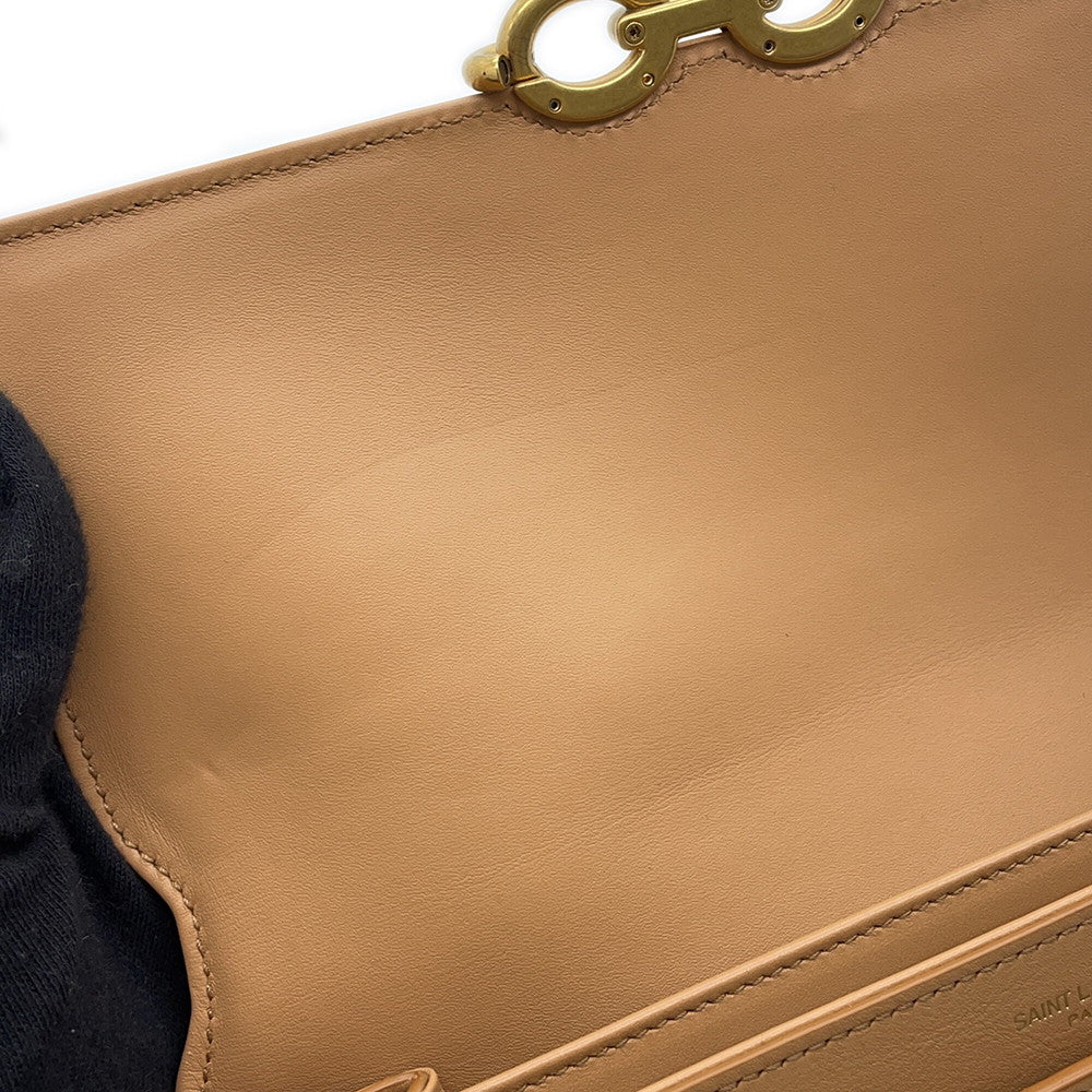 SAINT LAURENT PARIS Le Maillon Shoulder Bag Beige/Ivory729547 Leather Canvas