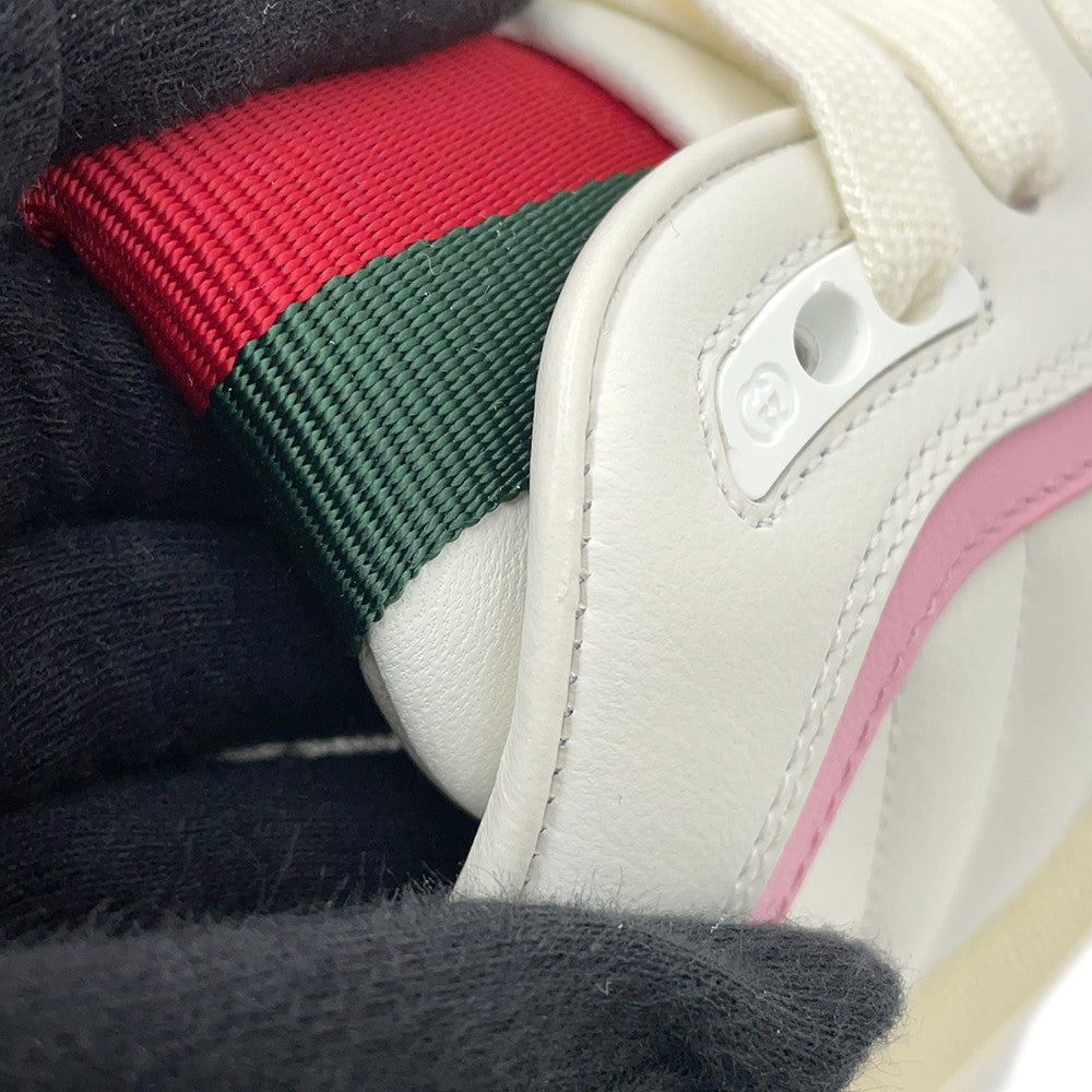 GUCCI Reweb Sneakers White/Pink785728 Leather Size 39.5
