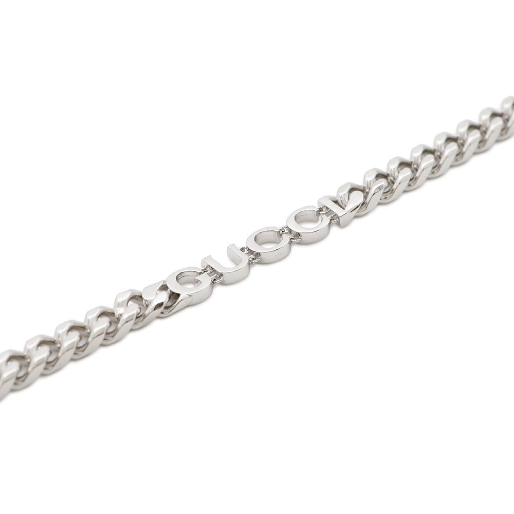 GUCCI Icon Script Chain Bracelet Size M Silver796655 Metal