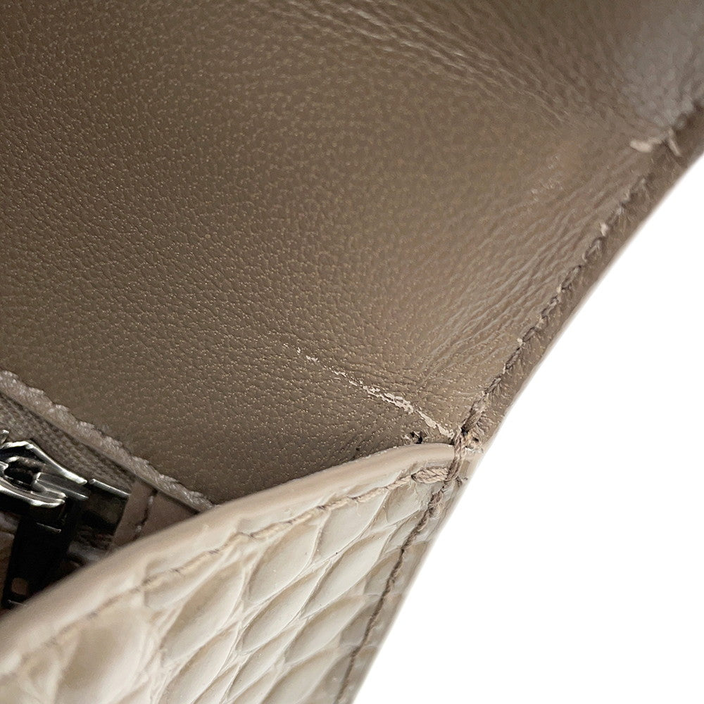 BALENCIAGA Hourglass 2WAY Bag Greige593546 Croco embossed leather Size Small