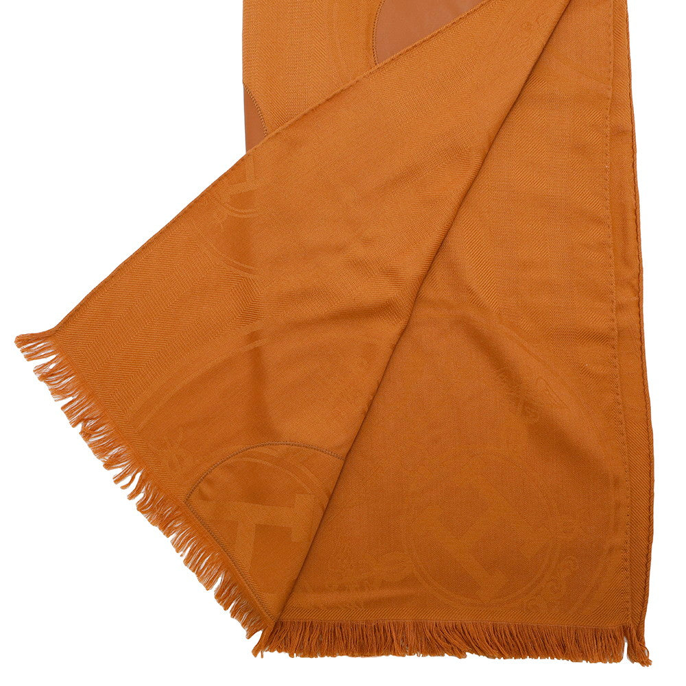 HERMES New Libris Stole Brown Cashmere85% Silk15% Lambskin
