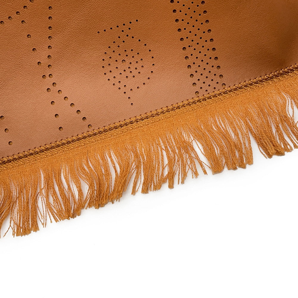 HERMES New Libris Stole Brown Cashmere85% Silk15% Lambskin