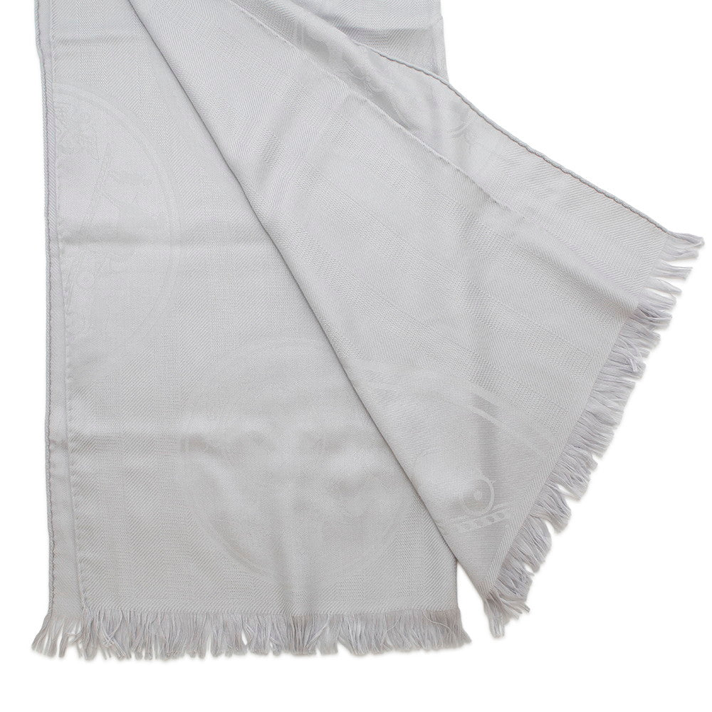 HERMES Stole New Libris Gris Nuage Cashmere85% Silk15%