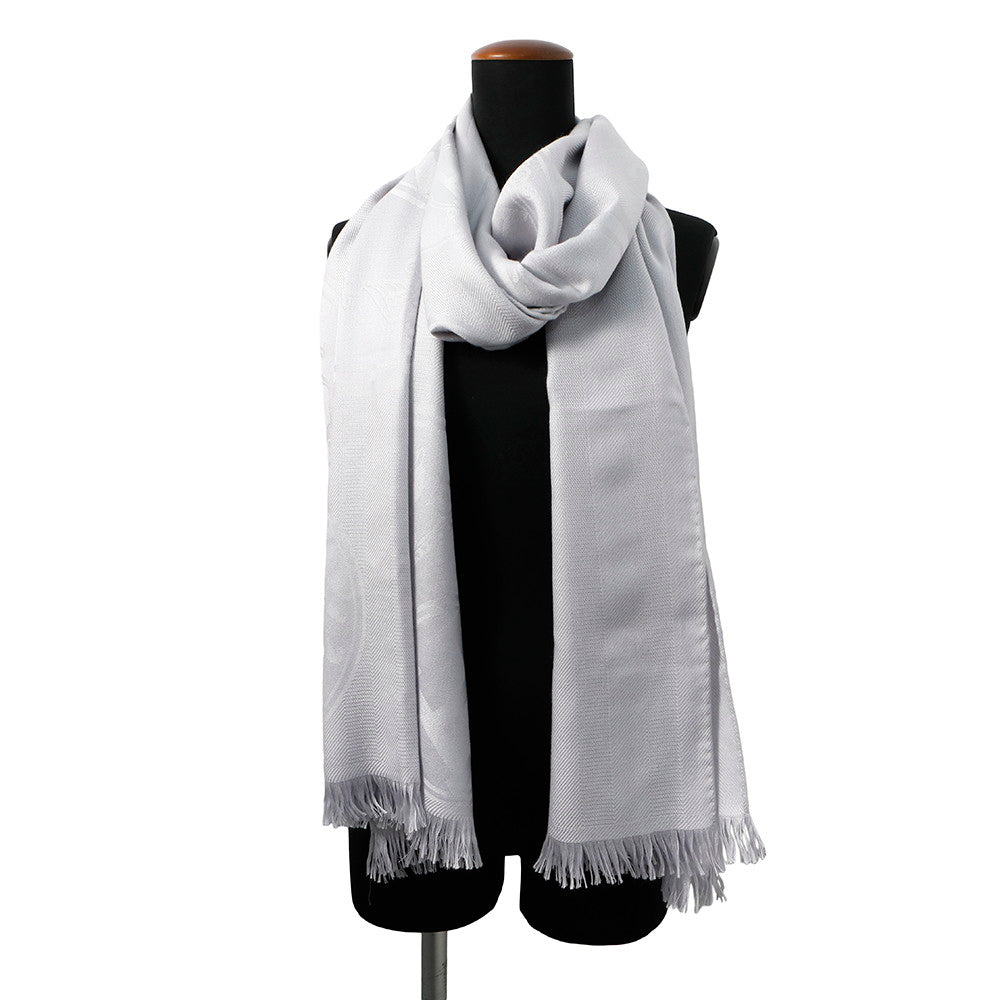 HERMES Stole New Libris Gris Nuage Cashmere85% Silk15%