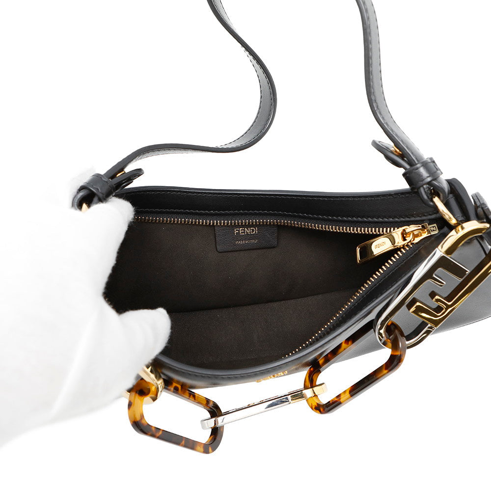 FENDI Orlock Swing Hobo One Shoulder Bag Black8BS068 Calf Leather