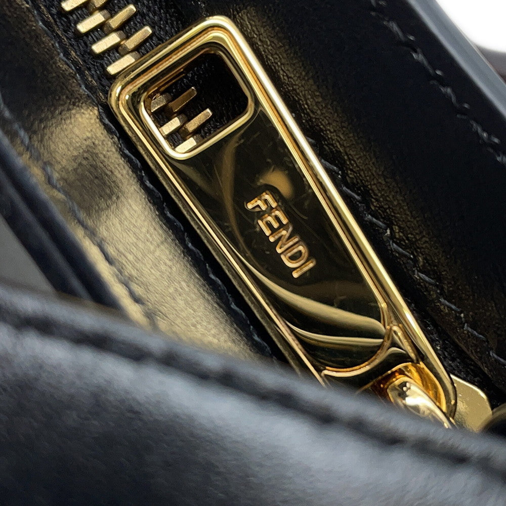 FENDI Orlock Swing Hobo One Shoulder Bag Black8BS068 Calf Leather