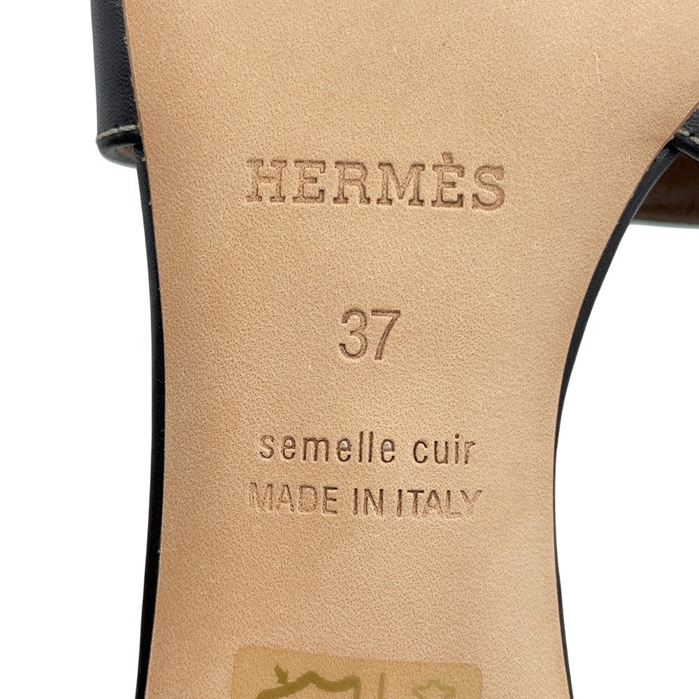 HERMES Oasis Black Leather Size 37