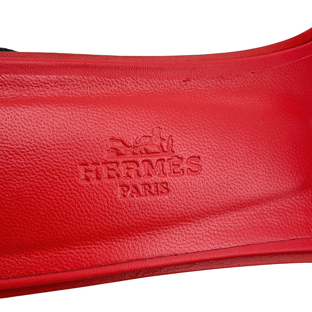 HERMES Sandals "Oran" Red Leather Size 37 1/2