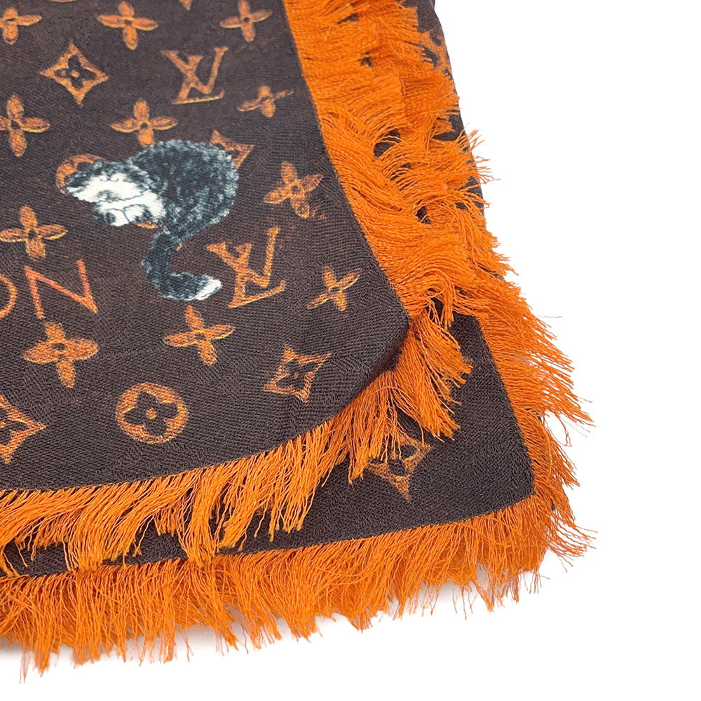 LOUIS VUITTON Stole・Catogram Brown/OrangeMP2265 Wool 61% Silk39%
