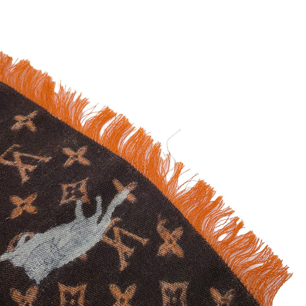 LOUIS VUITTON Stole・Catogram Brown/OrangeMP2265 Wool 61% Silk39%