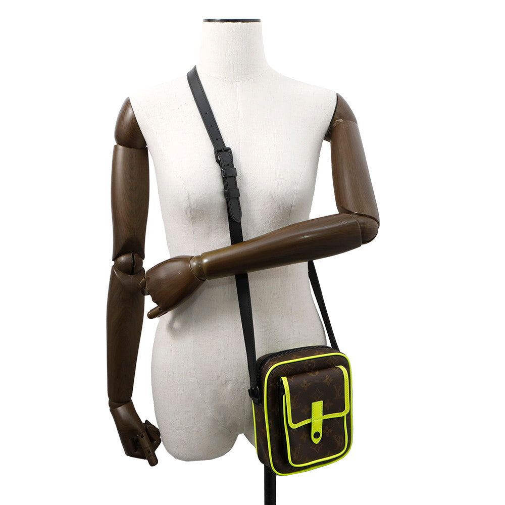 LOUIS VUITTON Christopher wearable wallet Noir/Neon YellowM80793 Monogram Macassar Canvas