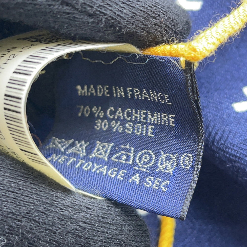 HERMES Carre H Fauve Party Faubourg Party Size 100 Turquoise/Marine/Jaune Cashmere70% Silk30%