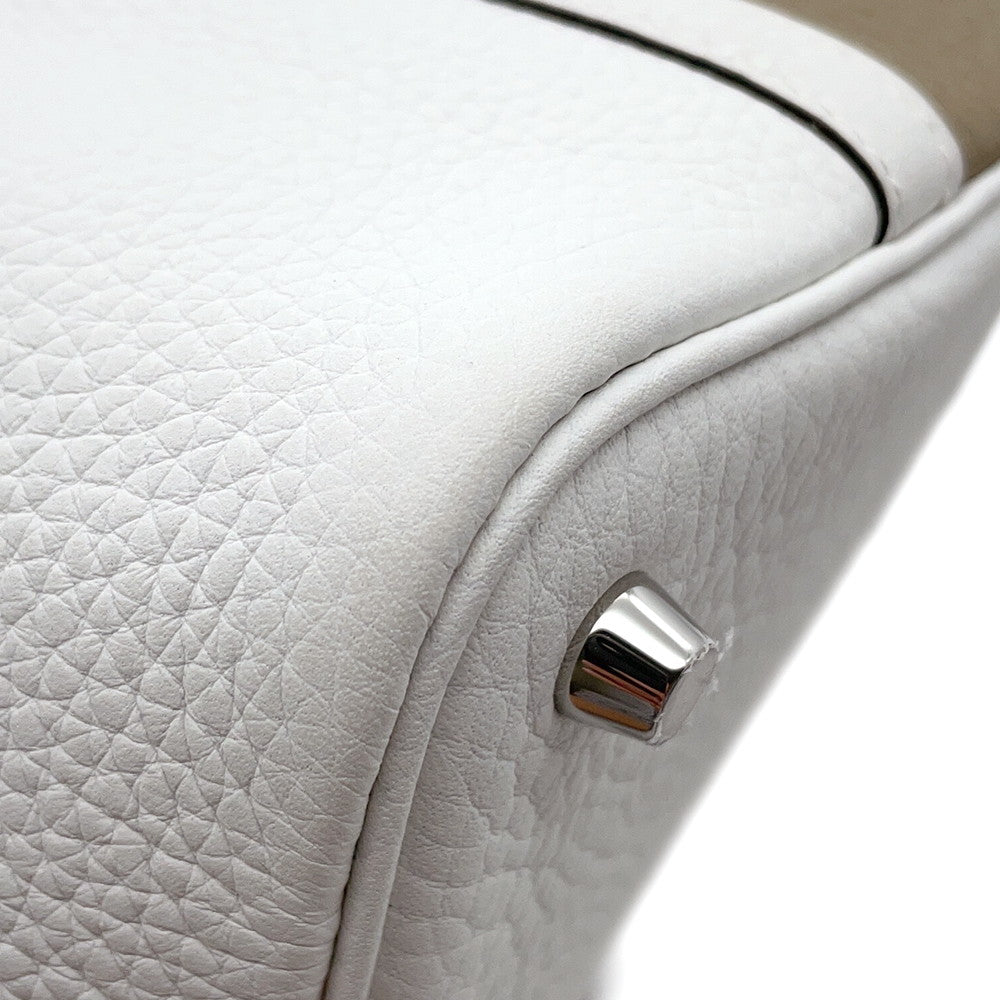 HERMES Picotin Lock Casaque2 Beige Marfa/New White/Macassar Taurillon Clemence Swift Leather Size PM