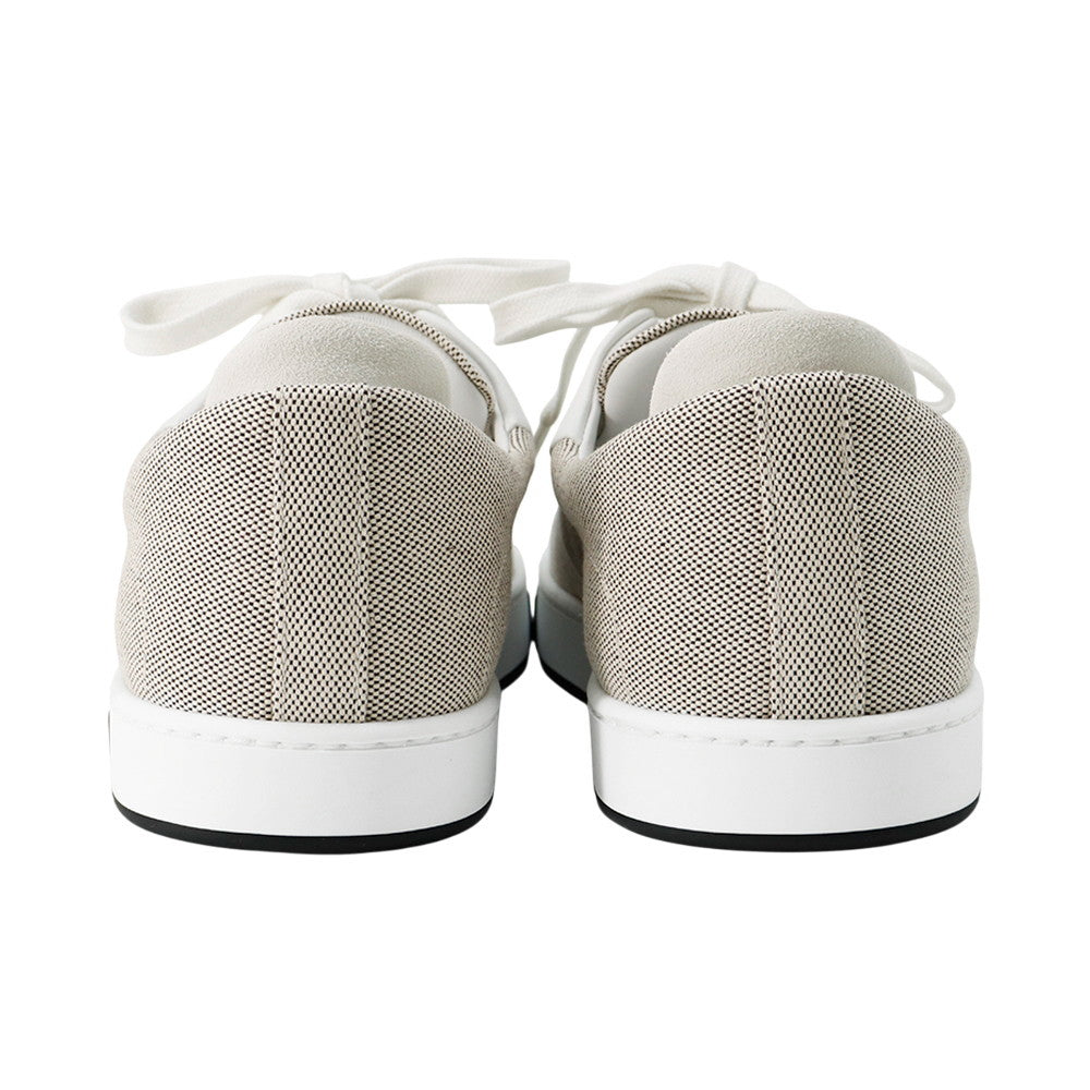 HERMES Sneakers Kid Plus Noir/White Toile H Calf Leather Chèvre Velour Size 38