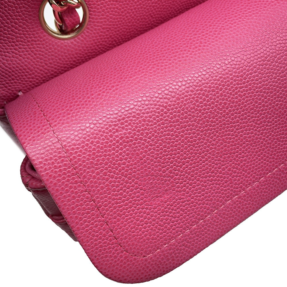 CHANEL Matelasse W flap WChainShoulder Bag PinkA01112 Caviar Leather Size 25