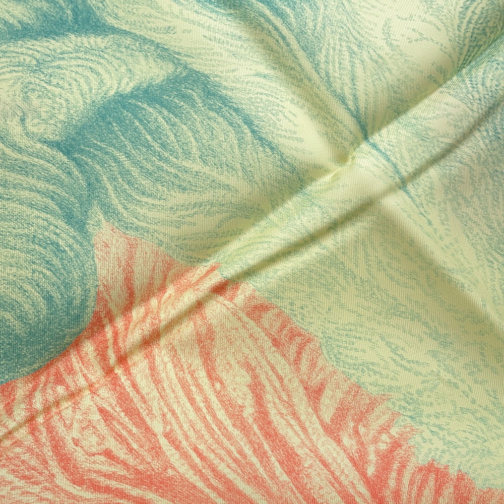 HERMES Carre Plunmets and Panaches (Feathers and feather ornaments) Size 90 Yellow/Multicolor Silk100%