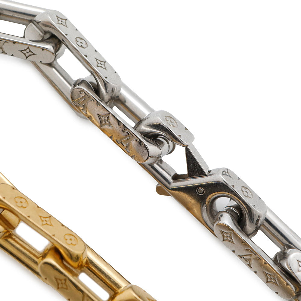 LOUIS VUITTON Bracelet Chain Monogram Size L Gold/SilverM1555L Metal