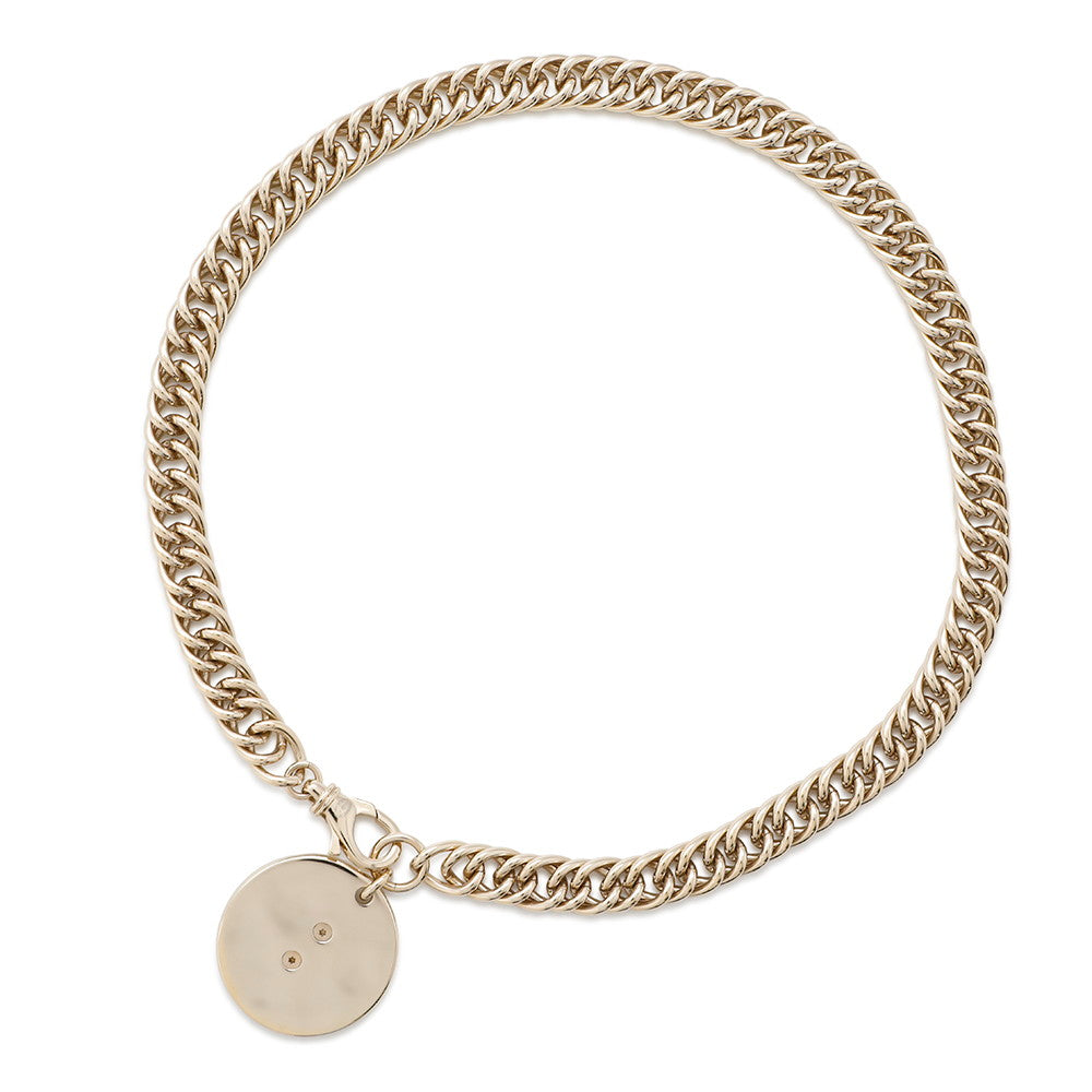 CHANEL Choker Necklace CC Logo Round Plate Gold Metal Rhinestone