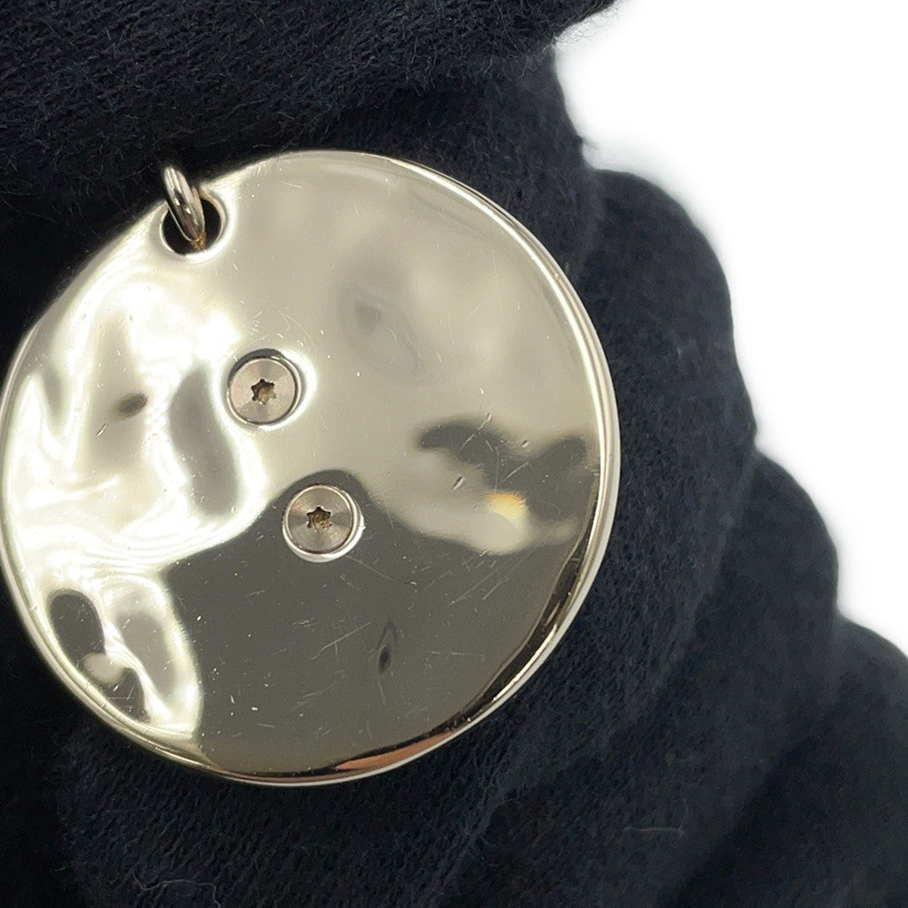 CHANEL Choker Necklace CC Logo Round Plate Gold Metal Rhinestone